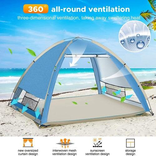 Large Pop Up Tent, UV Protection, Lightweight, Waterproof, Foldable Outdoor Indoor Beach Camping Tent for 4-5 Persons - Toytexx Large Pop Up Tent, UV Protection, Lightweight, Waterproof, Foldable Outdoor Indoor Beach Camping Tent for 4-5 Persons - Toytexx
